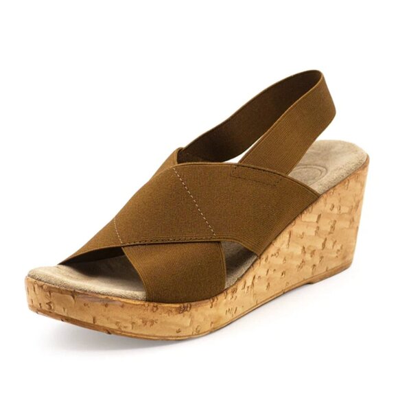 CHARLESTON SHOE CO. Tan Wedge Sandals - Picture 2 of 5